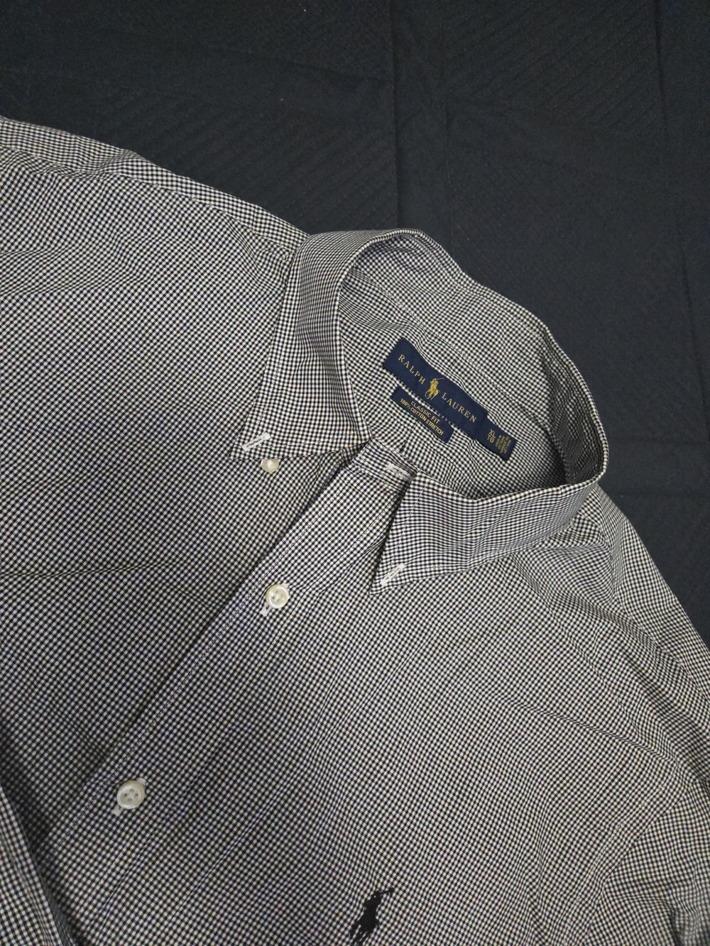 Ralph Lauren Men's Black & White Micro-Check Button-Down Shirt